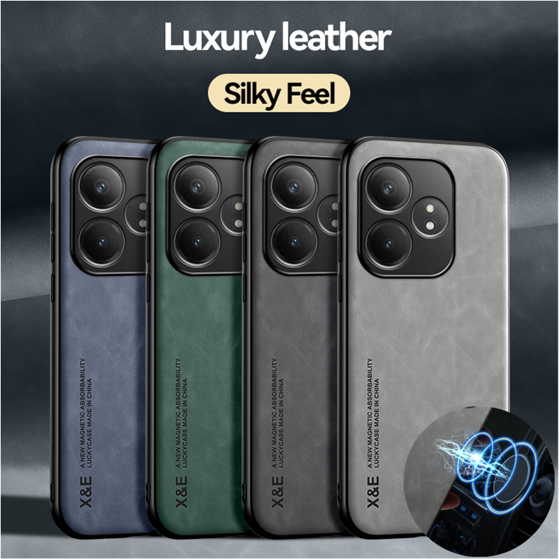 Shockproof Case for Realme GT 6 6T Protective Cover Built-in Magnetic Suction Car Holder Coque Funda Capa