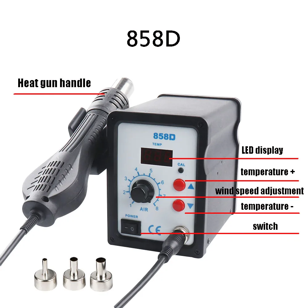Hot Air Gun 858D BGA Rework Solder Station Blower Hair Dryer Hairdryer Soldering Heat Gun 220V 110V For SMD SMT Welding Repair 3