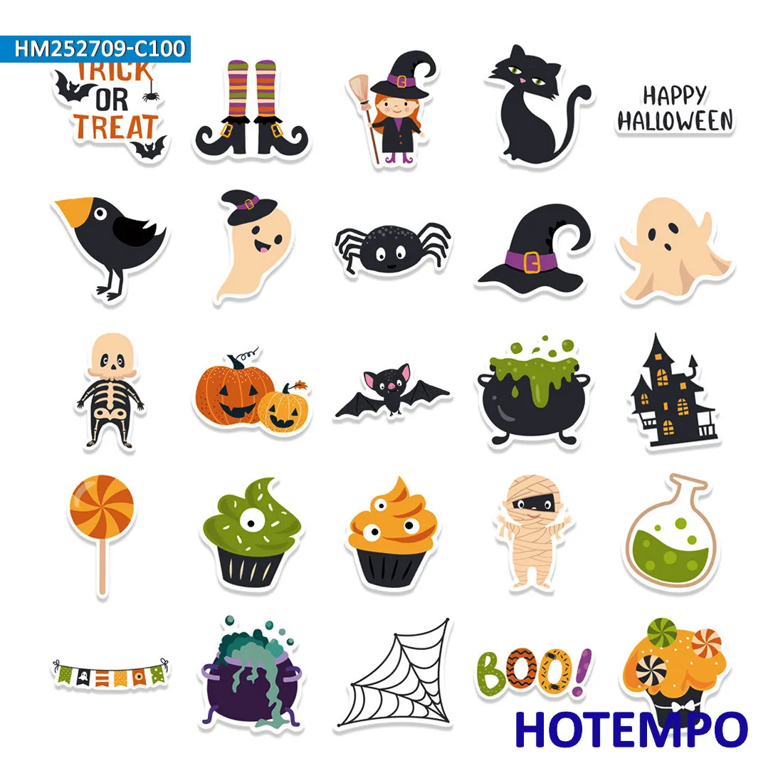 Halloween Aufkleber Set, Cartoon Schloss Monster Geist Fledermaus Hexe, Geeignet für Dekoration, Laptop, Auto, Telefon, Motorrad, Sammelalbum, Gepäck, Lustiges Sticker-Paket, 100 Stück – Detail 4
