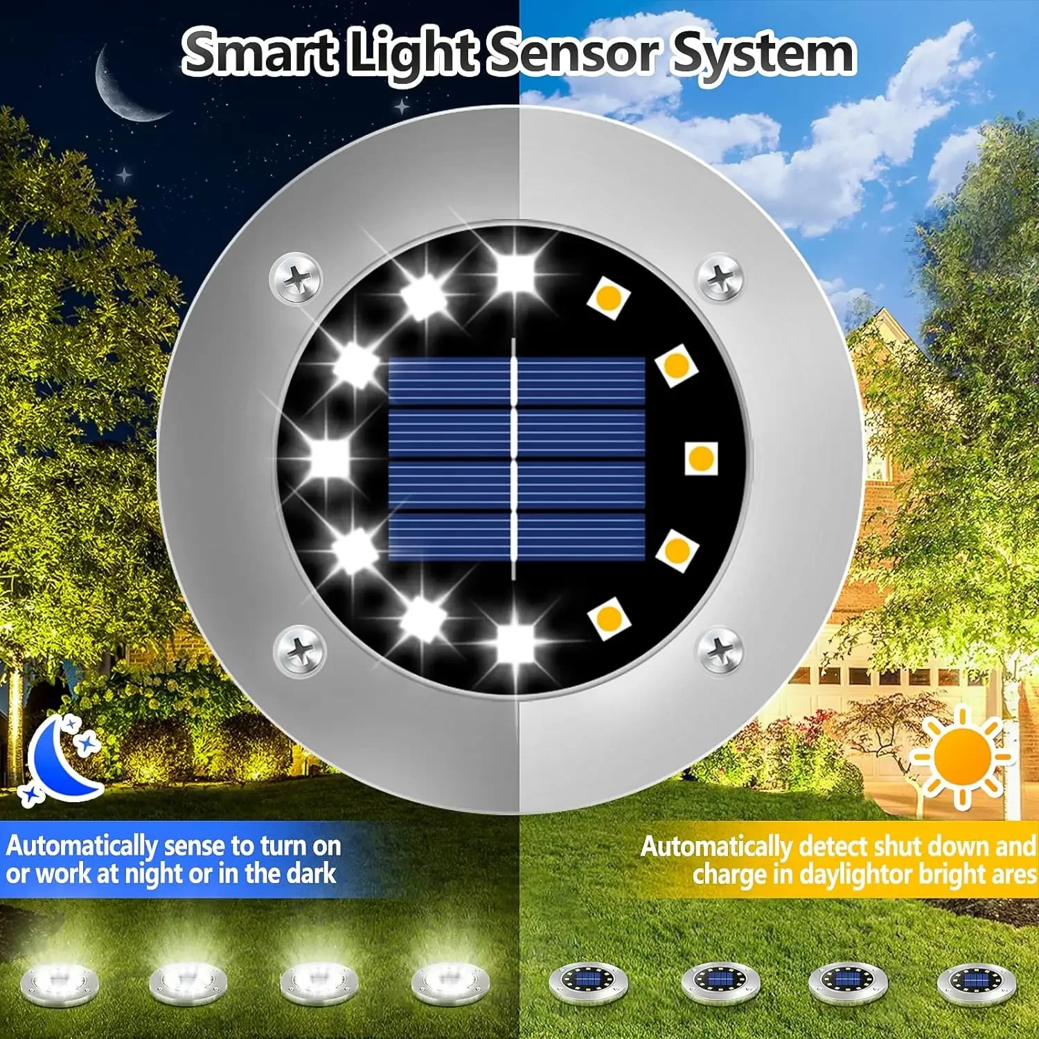 รูปสินค้า ไฟตกแต่งกลางแจ้งพลังงานแสงอาทิตย์ 12 LED กันน้ำ