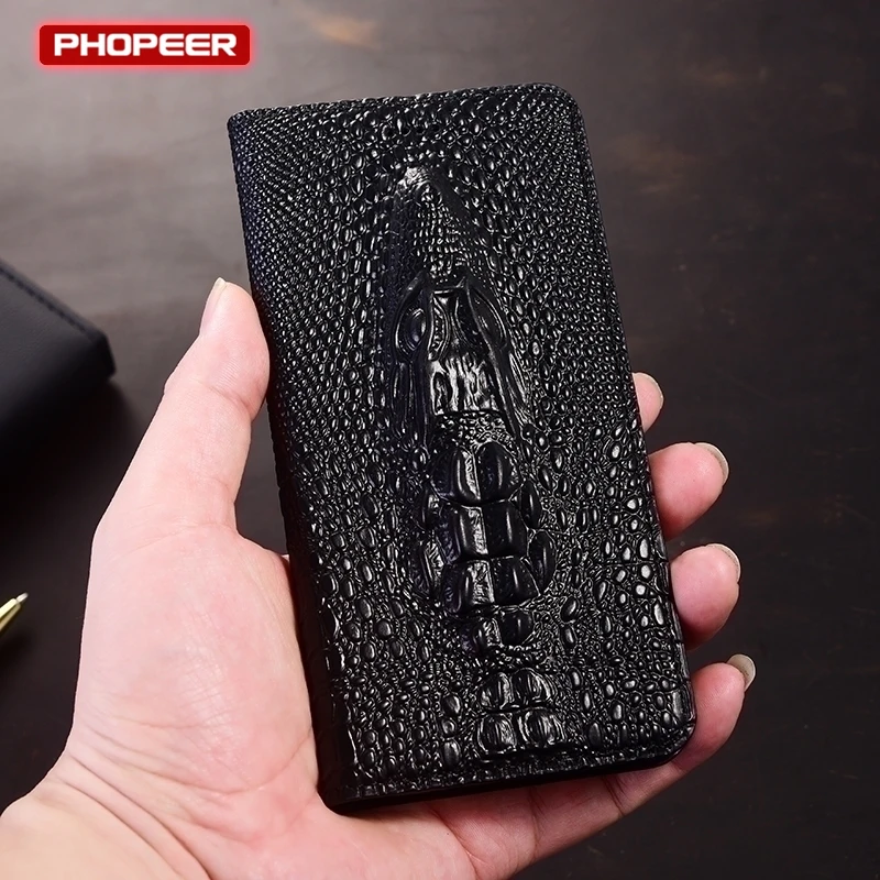 Genuine Leather Flip Magnetic Wallet Phone Case Cover
