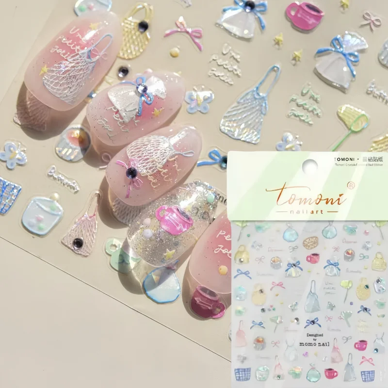 Tomoni Crystal Drum Nail Art Stickers Magic Castle Nail Art Supplies Decals French Photo Frame Diamond Manicure Accessories nail stickers nail art tools nail art decoration nail decals