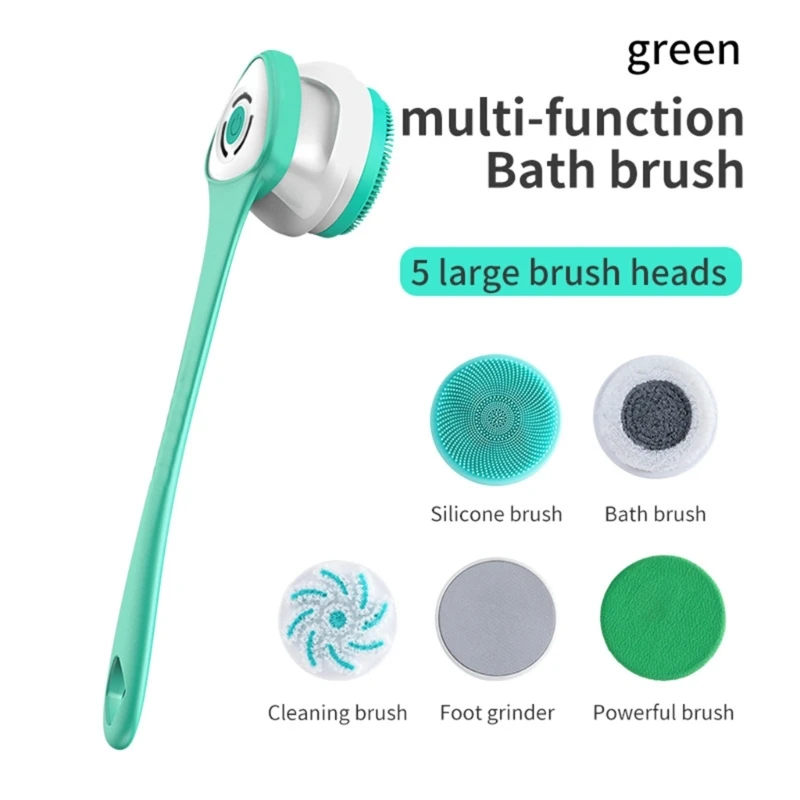 Electric-Bath-Brush-Long-Handle-Waterproof-Body-Cleansing-Brush-Massage ...
