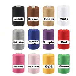 Vibrant 12 - Color Polyester Sewing Thread Set for DIY Projects and Embroidery (Black)