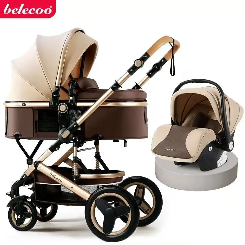 

Belecoo Baby Stroller 2 in 1/3 in 1 Carseat Can Sit And Lie Down Foldable High Landscape Two-way Shock-absorbing Free Shippi