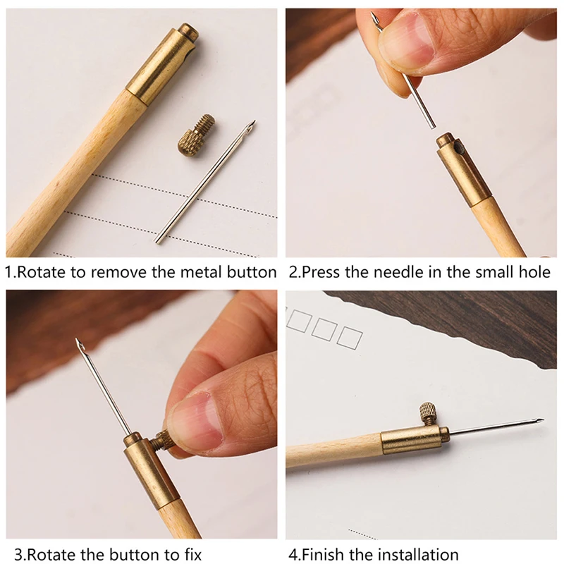 Embroidery Kit Embroidery Punch Needle with 3 Needles Punch Pen Embroidery Cross Stitch Craft Kit French Crochet for Sewing Knitting