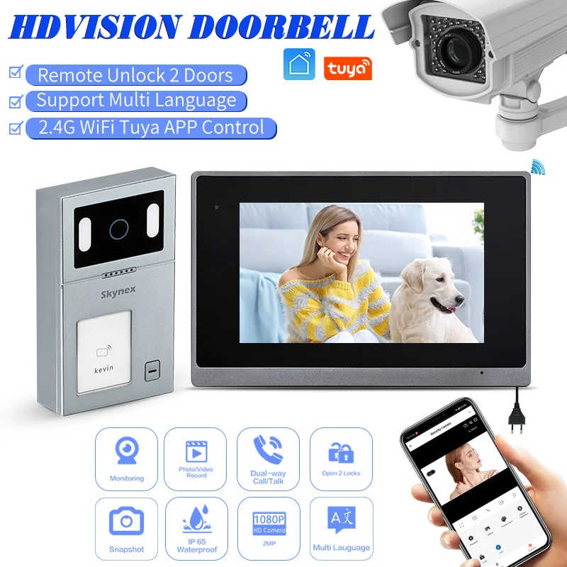 

Most Popular Multi Language Tuya Smart Video Doorbell Night Vision 1080P Camera Digital Visual Intercom WIFI 2.4G Tuya Intercom