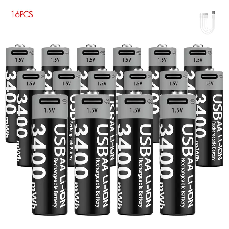 Kuugro Li-ion AAA and AA Rechargeable Batteries USB Lithium-ion 3400mWh 1.5V AA Rechargeable Batteries+1100mWh 1.5V AAA Battery - Image 17