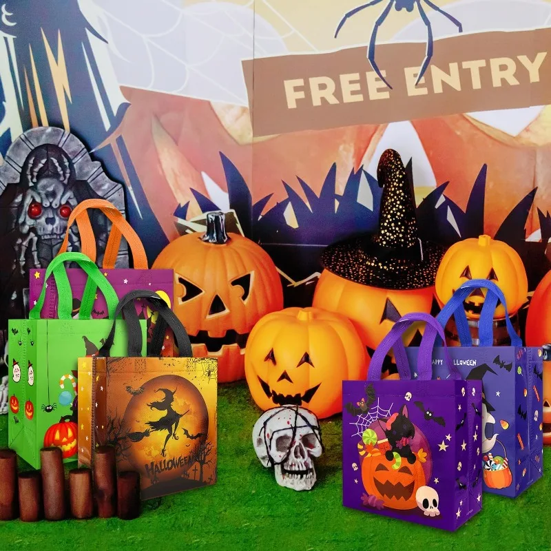 Colorful Non Woven Halloween Treat Bags for Kids Party Favors