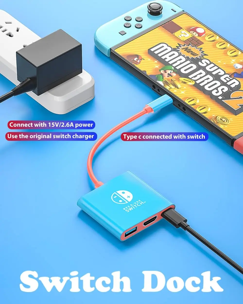 Type C to HDMI Adapter Portable TV Adapter with USB3.0 port 4K/30HZ for Steam Deck Nintendo Switch TV Screen Casting
