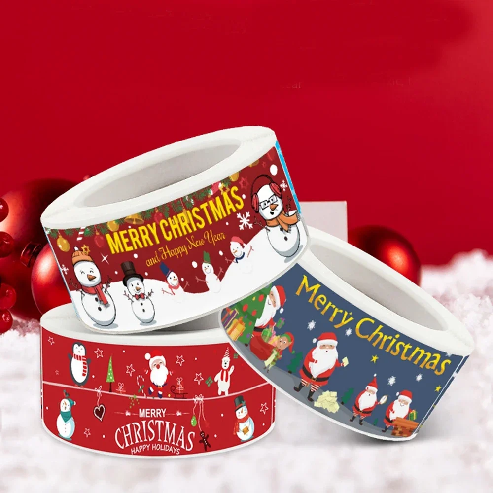 

Merry Christmas Stickers Santa Claus Christmas Tree Seal Labels Tag For Christmas Gifts Package Decorative Stickers 120Pcs/Roll