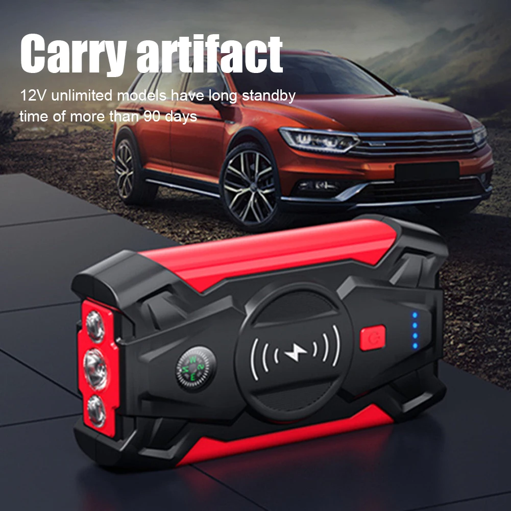 gooloo jump starter 28000mAh Car Battery Jump Starter Portable Emergency 12V Auto Battery Booster 5V/1A USB Output Wireless Charging LED Flashlight car jump starter