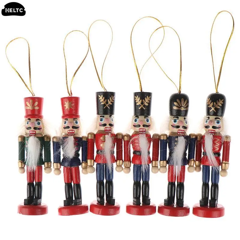 1PCS Random New Year Decor Kids Doll Wooden Nutcracker Soldier Christmas Decoration Pendants Ornaments for Xmas Tree Decor
