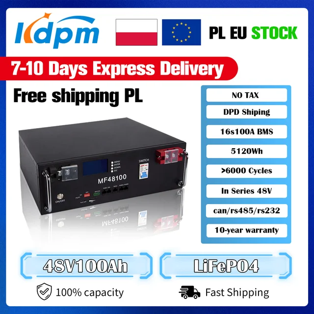 Batterie LiFePO4 48V 100Ah 120Ah 200Ah en stock UE, pack de batteries au lithium 6000+ cycles pour maison, camping-car, solaire hors réseau 48V LiFePO4 1