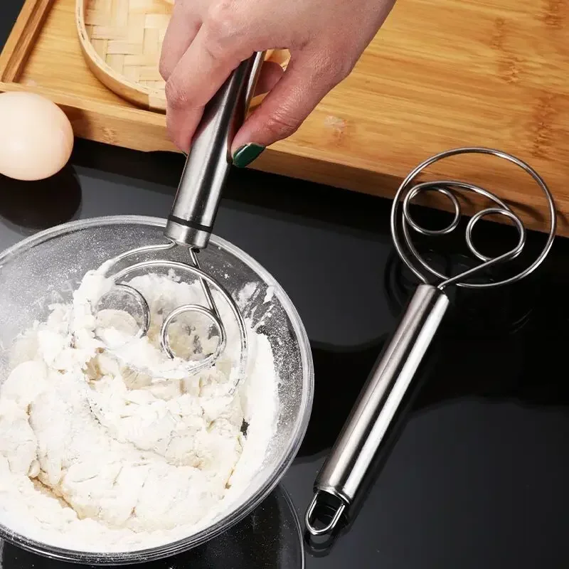 Danish Dough Bread Whisk Stainless Steel Handle Kitchen Baking Tools Pastry Manual Mixer Egg Beater Self Turning Cream Utensils