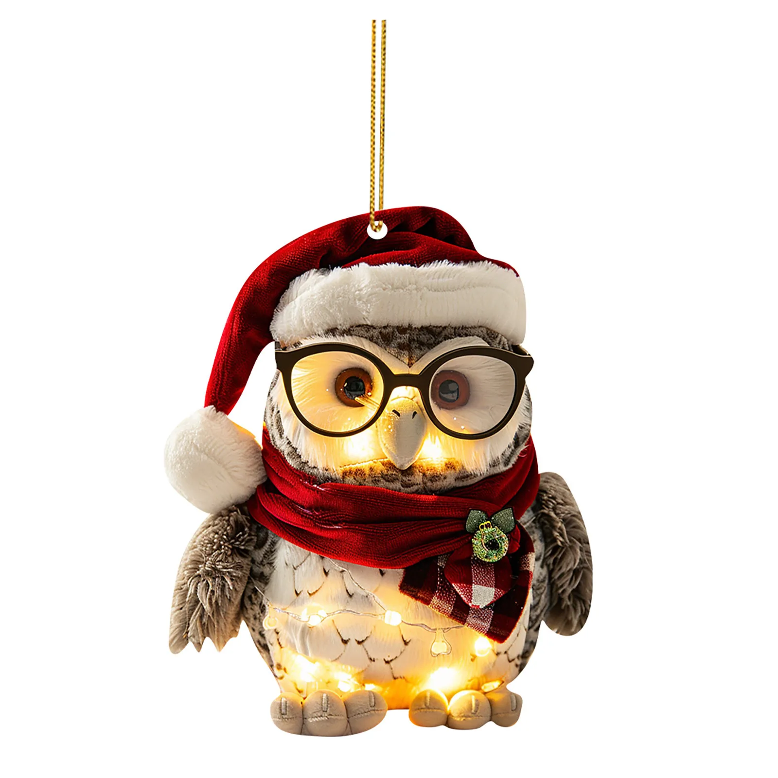 Christmas Hanging Owl Flat Christmas Tree Hanging Decoration Keychain Pendant Fresh Garland Xmas Gifts