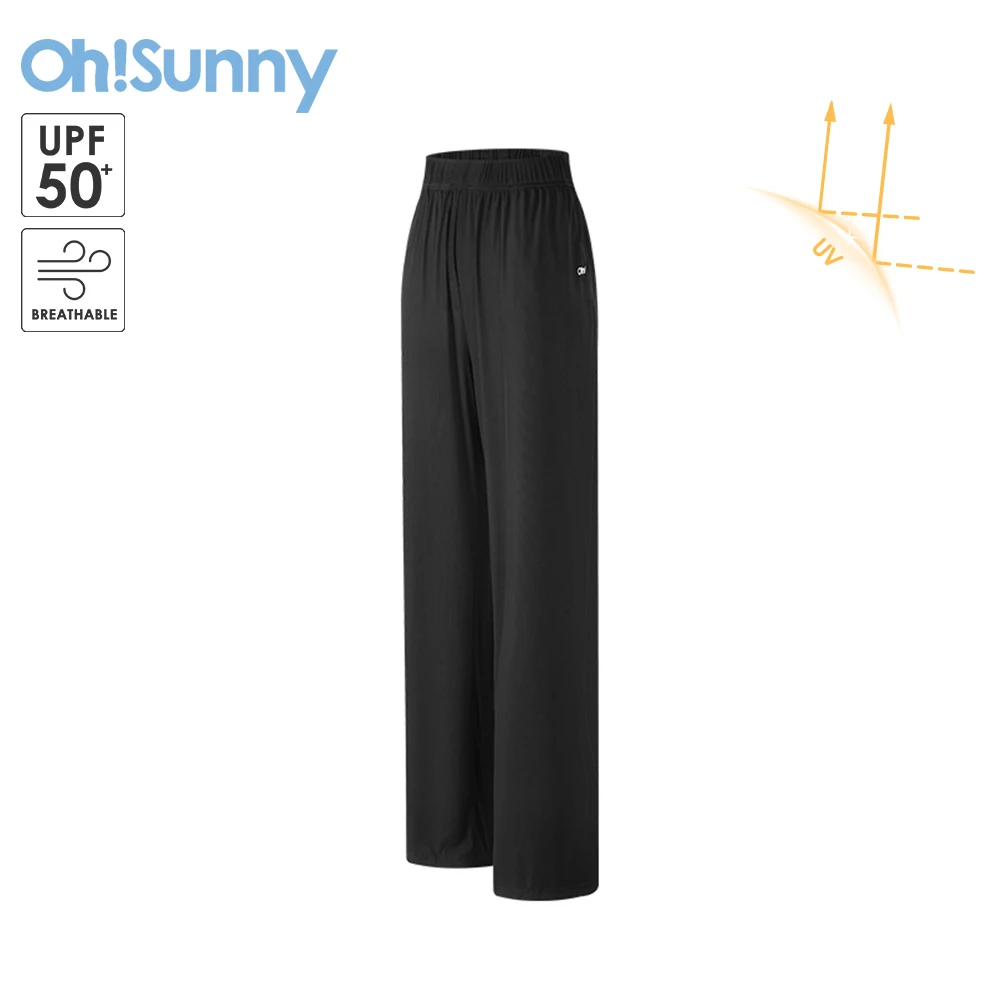 OhSunny Women Sunscreen Wide-leg Pants Loose Cooling Breathable Anti-UV UPF50+ Fashion Casual Slimming Thin Trousers