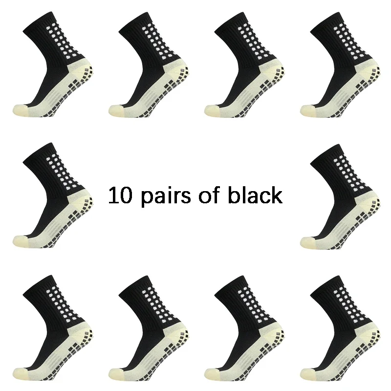 Men Womens Football Socks Cotton Square Silicone Suction Cup Grip Anti Slip Soccer Sports Rugby Socks Tennis 10 Pairs/lot