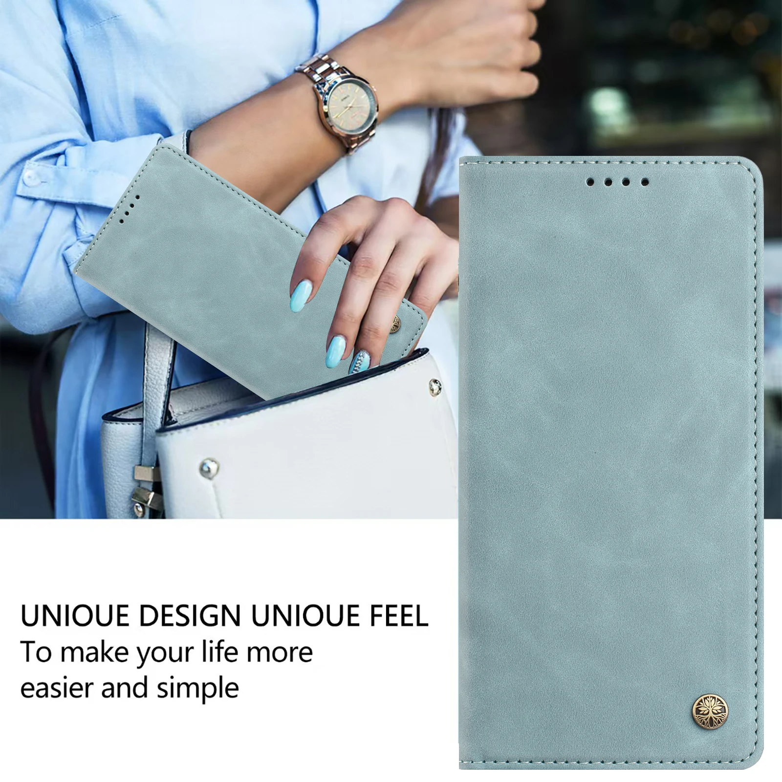 Dopamine Colour Flip Phone Case with Card Slot & RFID Blocking