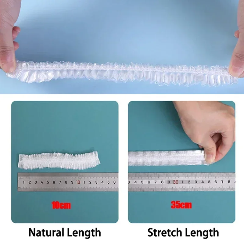 50/100/200pcs Disposable Plastic Waterproof Shower Cap Food Non-woven