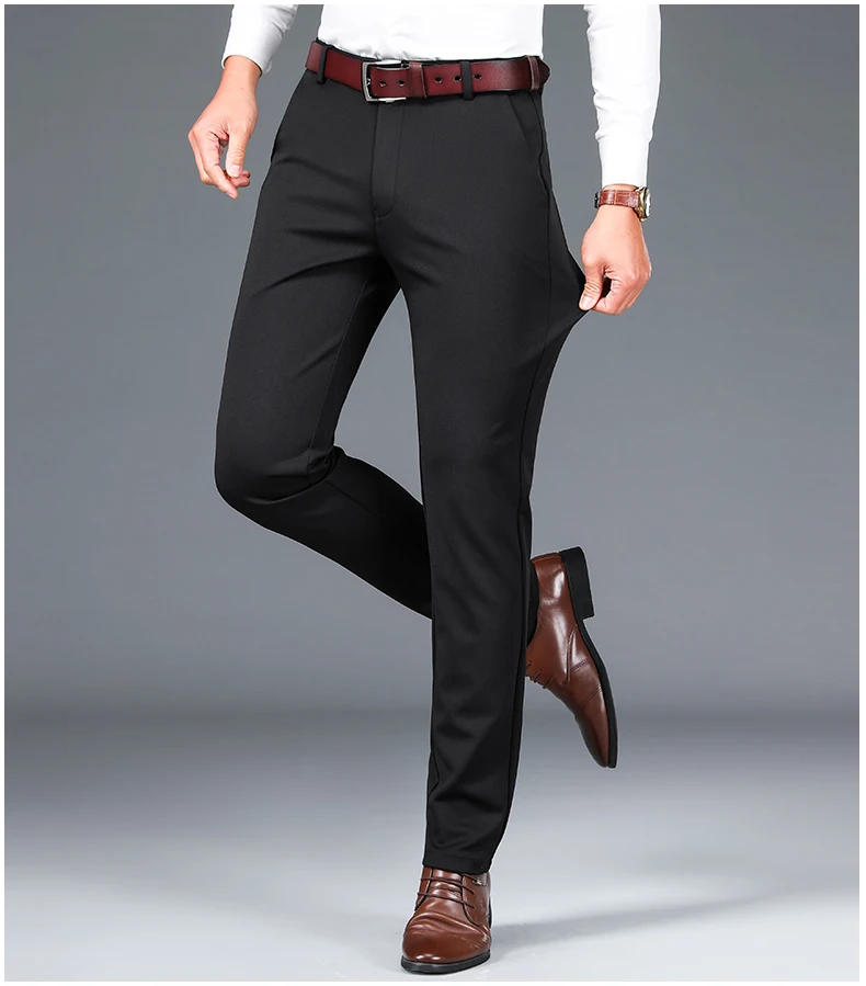 

Men's slim fit elastic formal suit with straight leg trousers, new loose spring and autumn styles business pants DY5874