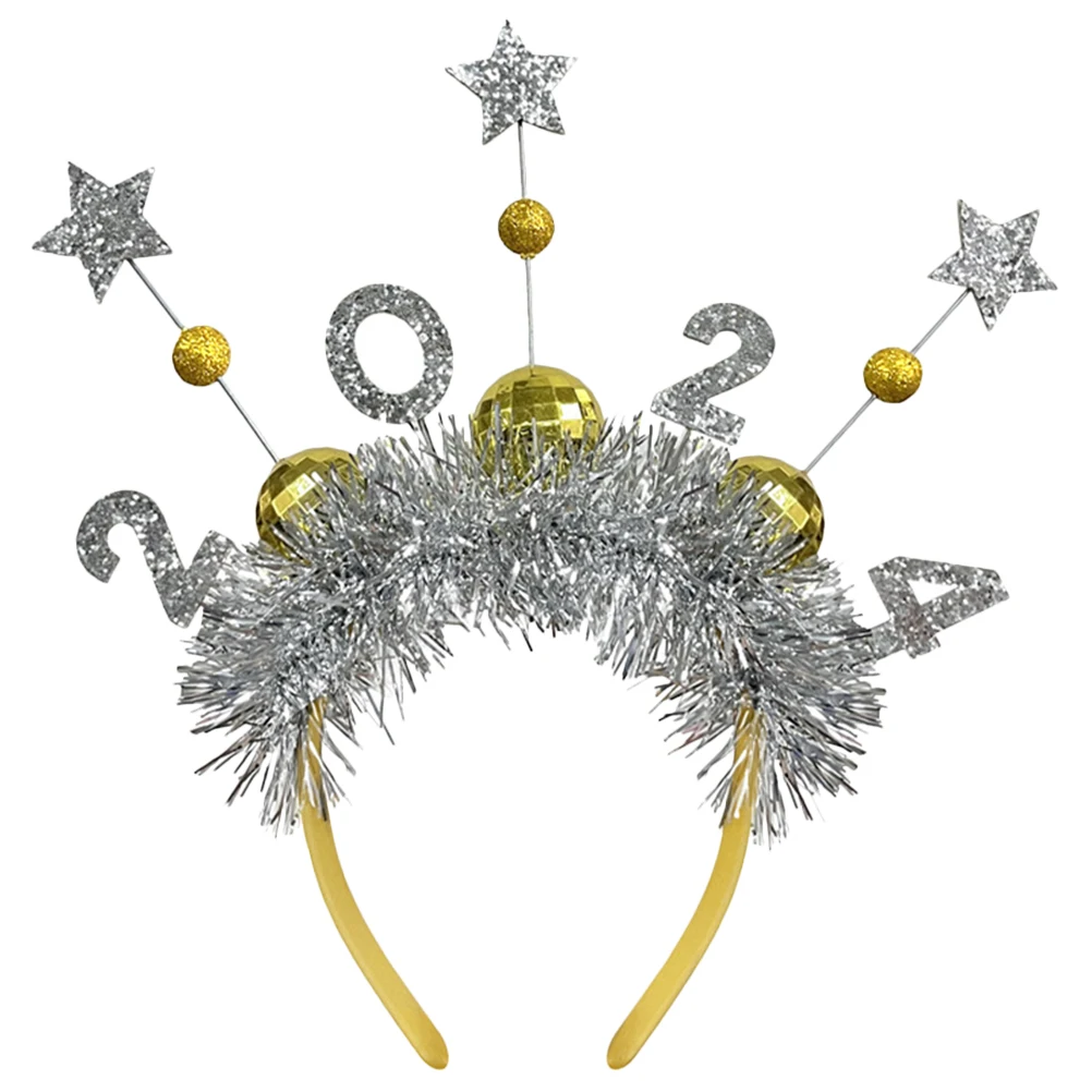 

2024 Happy New Year Adult Kids Headband Glitter Star Sequin Hairhoop Party Prop New Year's Eve Party Decoration Christmas Supply