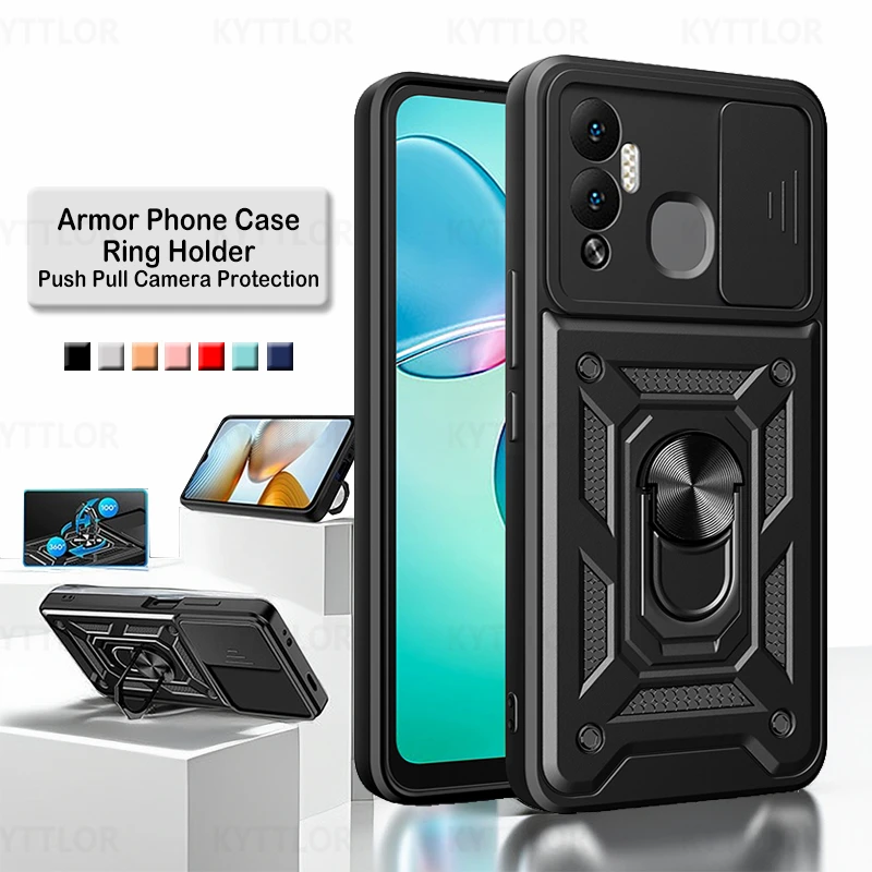 

Защитный чехол для камеры Push Pull Infinix Hot 20i 12i 20 12 11S NFC Play чехол-подставка с кольцом Armor, противоударный
