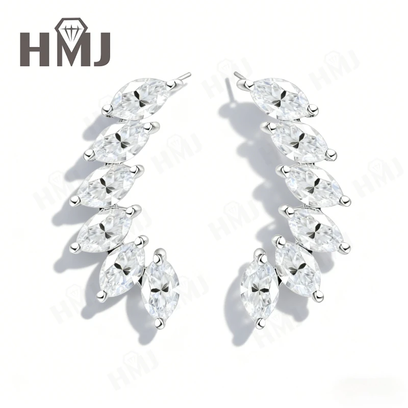Moissanit-Ohrringe im Marquise-Schliff für Damen, facettierte Steine mit eleganter, schlanker Silhouette, perfekt für den täglichen Gebrauch, Jahrestag – Detail 3