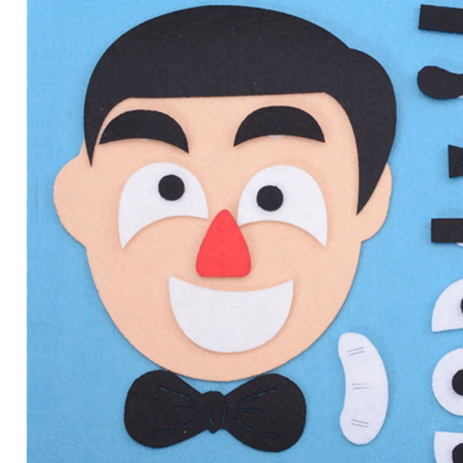 1Pcs 얼굴 퍼즐 교육 게임 - 블루 조기 발달 감정 인식 손과 눈의 협응 논리 매칭