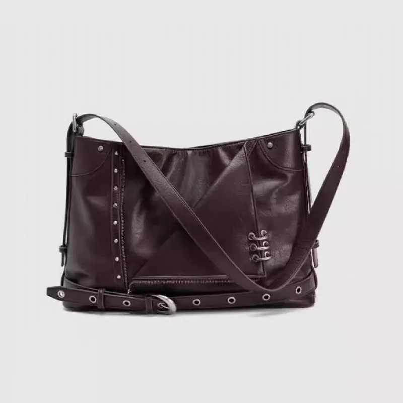 Vintage Female Rivet Shoulder Bag Luxury Handbag Soft PU Leather Crossbody Bag for Women Casual Boston Large Tote Bolsa Feminina