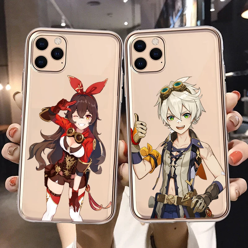 Cartoon Genshin Impact Cover Per Iphone 11 12 13 Pro Max X Xr Xs Max 6S 7 8Plus 13 Mini Se20 Custodia In Tpu Trasparente In Silicone Morbido