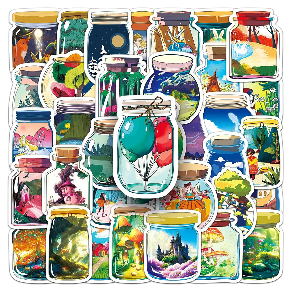 

10/30/50pcs Anime World In a Bottle Stickers Ins Style Cartoon Decal Suitcase Bike Fridge Laptop Kawaii Sticker for Kids Girls