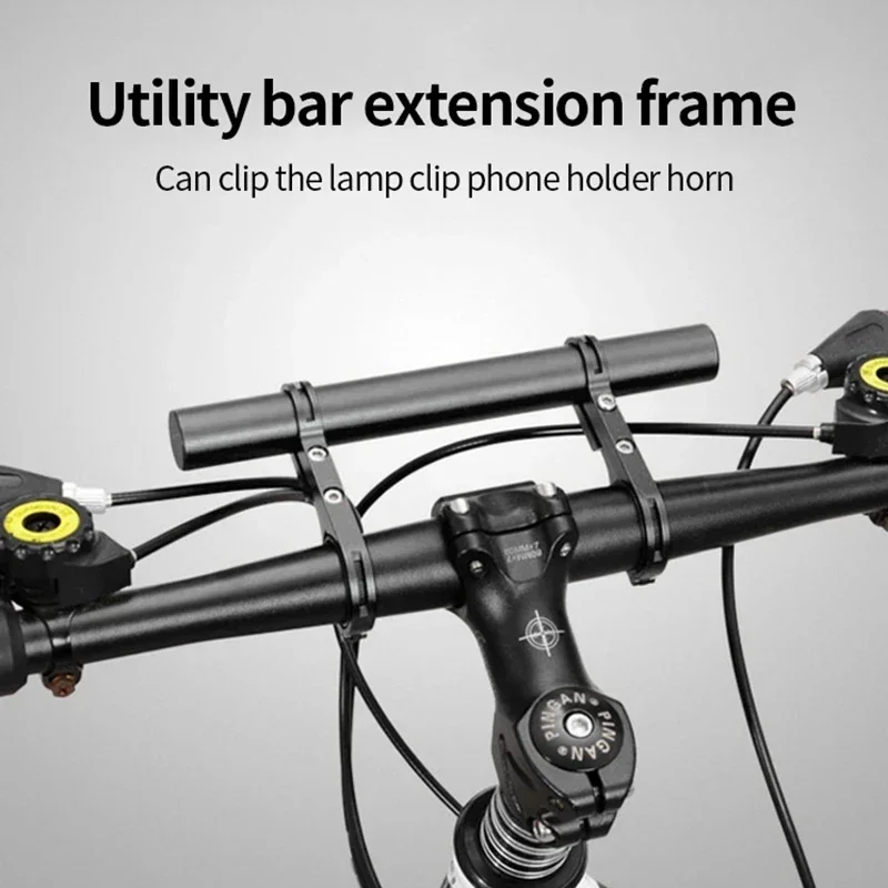 Bicycle Handlebar Extender 20cm Bicycle Handlebar Extended Bracket Bike Mount Bar Computer Holder Support Rack Alloy Stand Double Frame Bicycle Clip