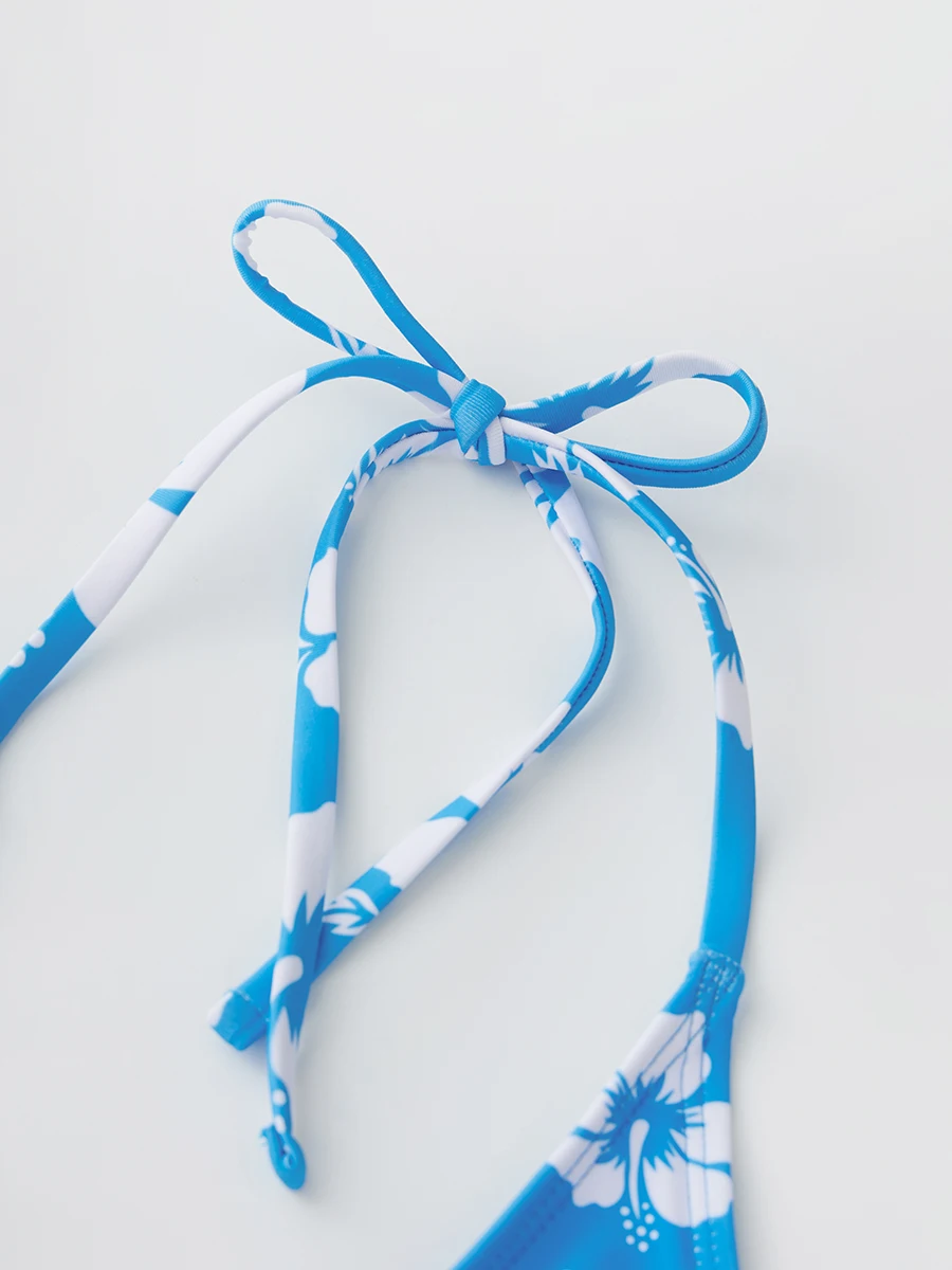 Floral Print Halter Neck Bikini Set with High Cut Bottoms Women s 2-piece Swimsuit for Beach Vacation or Pool Party