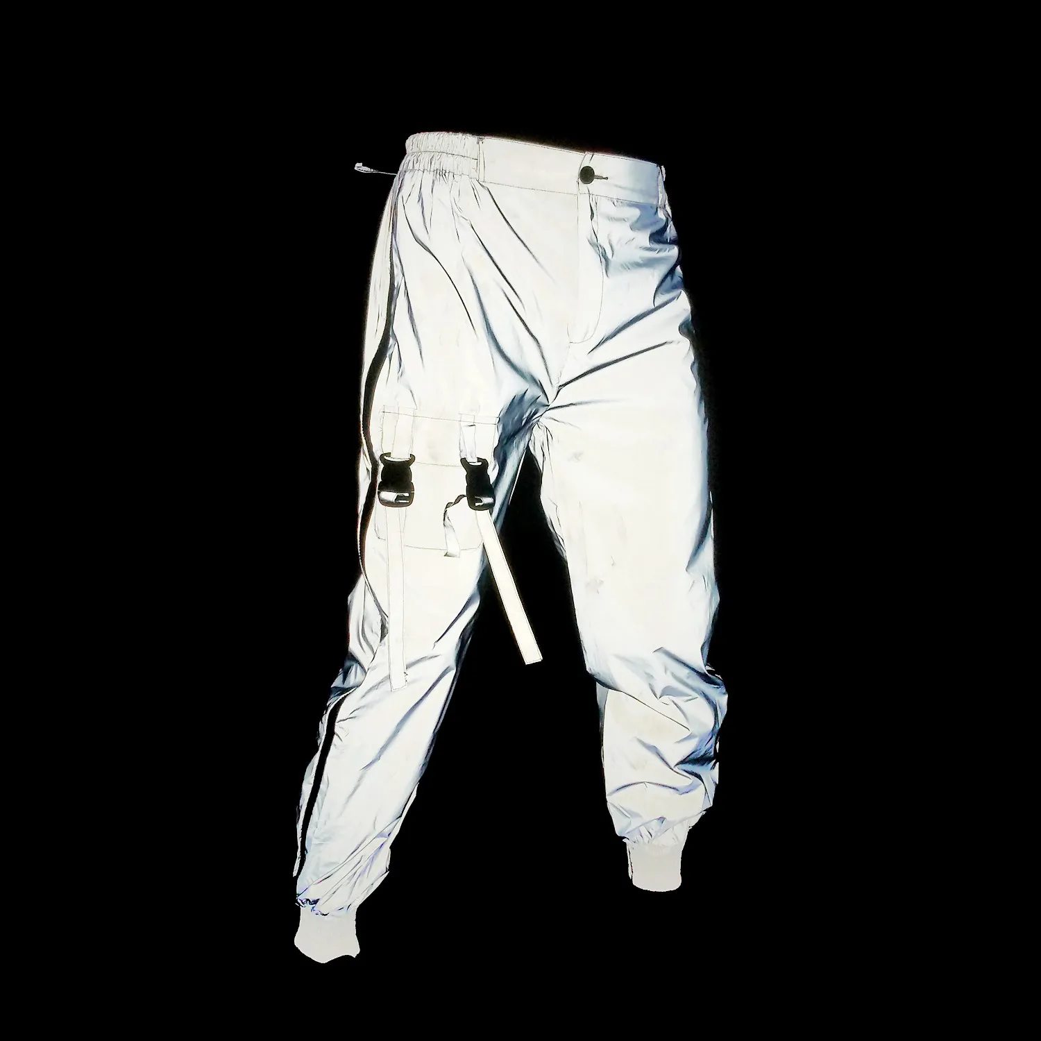 Holographic Reflective Rave Cargo Pants Streetwear Unique Men's Reflective  Rave Bottoms Festival Fit