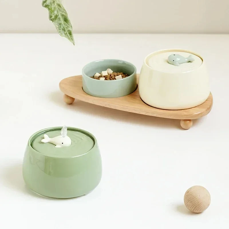1.3 L Ceramic Cat Water Fountain USB Charging Pet Water Feeders Dogs Automatic Circulating Filtration Flow Water Dispenser 3