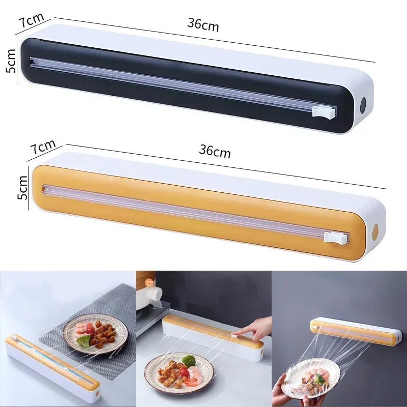 Description Picture 2 of itemPlastic Wrap Cutter Food Film Dispenser Adjustable Storage Cutting Box Creative Kitchen Tools Aluminum Foil Stretch Film Cutter