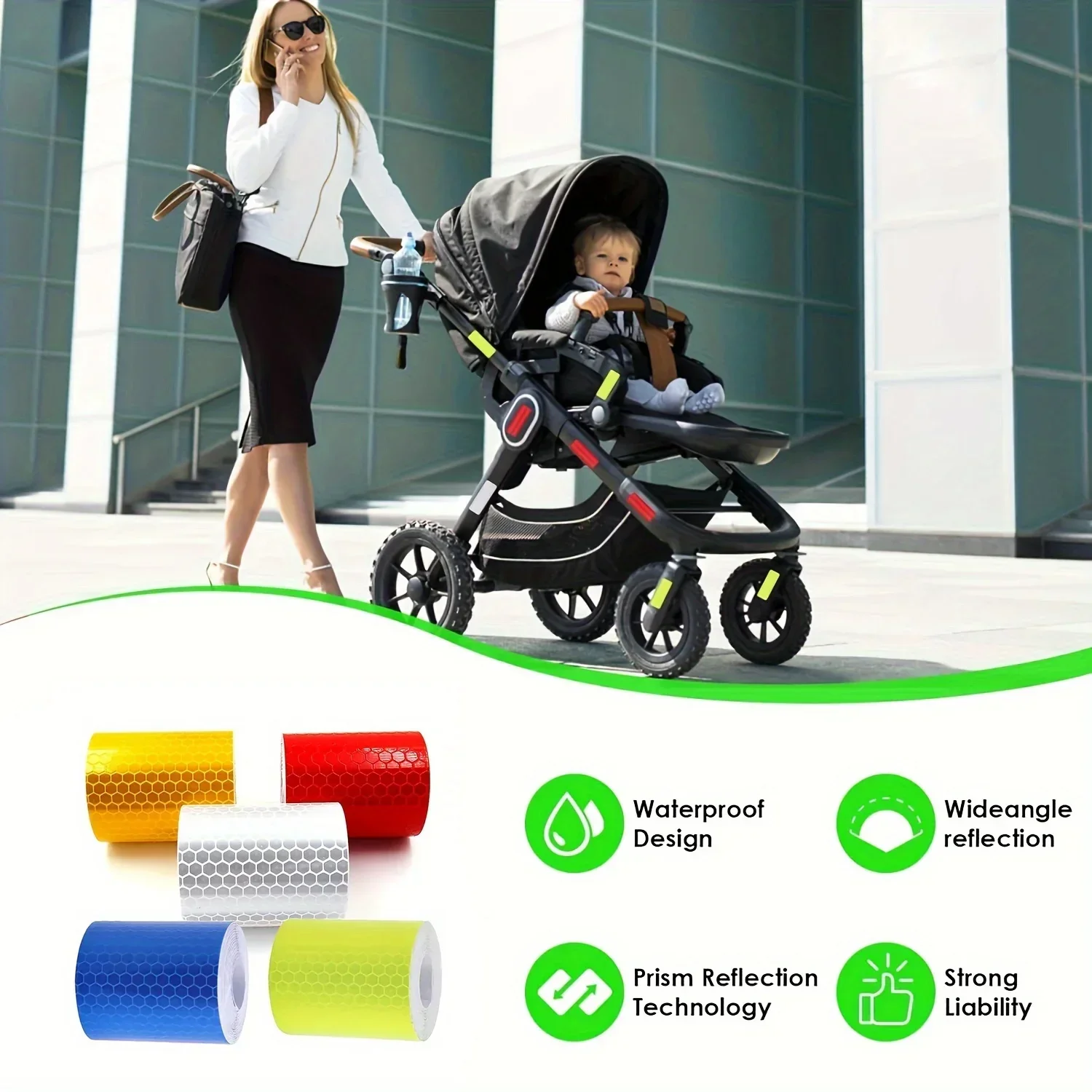 5cm*100CM Car Reflective Tape Body Sticker High Visibility Safety Warning Tape Trailer Waterproof Helmet Bicycle Sticker