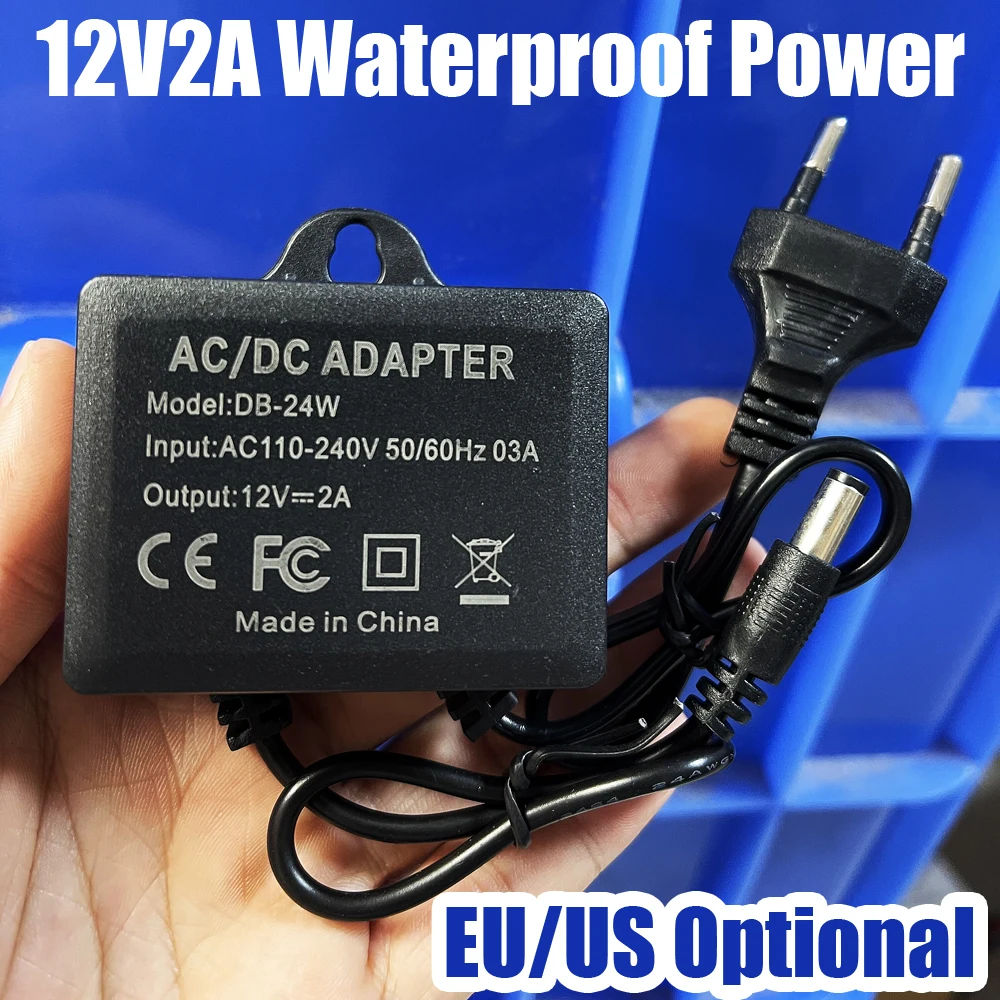 12V2A Waterproof IP66 For camera Power AC Outdoor 100V-240V Converter Adapter DC 2000mA LED Supply EU US Plug 5.5mm x 2.1-2.5mm australian au plug 12v 2a 2000ma 100 240v ac to dc power adapter supply charger charging for cctv camera systems