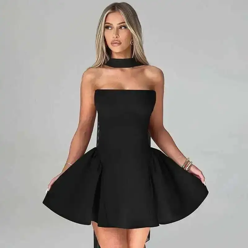 Elegant Off Shoulder A-Line Dress - Sexy Backless Mini Party Dress for Women