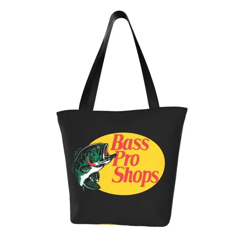 

Recycling Bass Fishing Shopping Bag Women Shoulder Canvas Tote Bag Washable Fisherman Fish Gift Grocery Shopper Bags