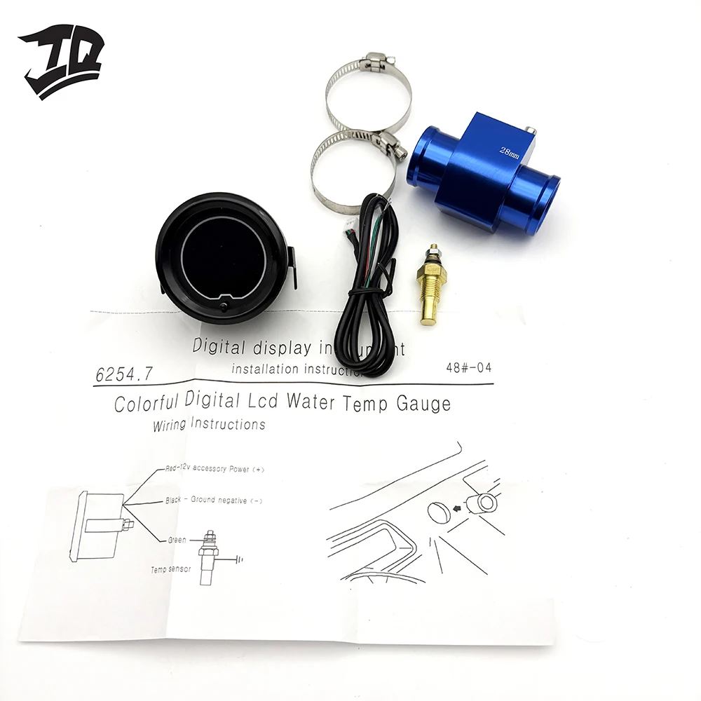유니버설 52mm 12V 디지털 수온계 키트 LCD 디스플레이 자동차 엔진 냉각수 온도 표시기 (센서 및 와이어 포함)
