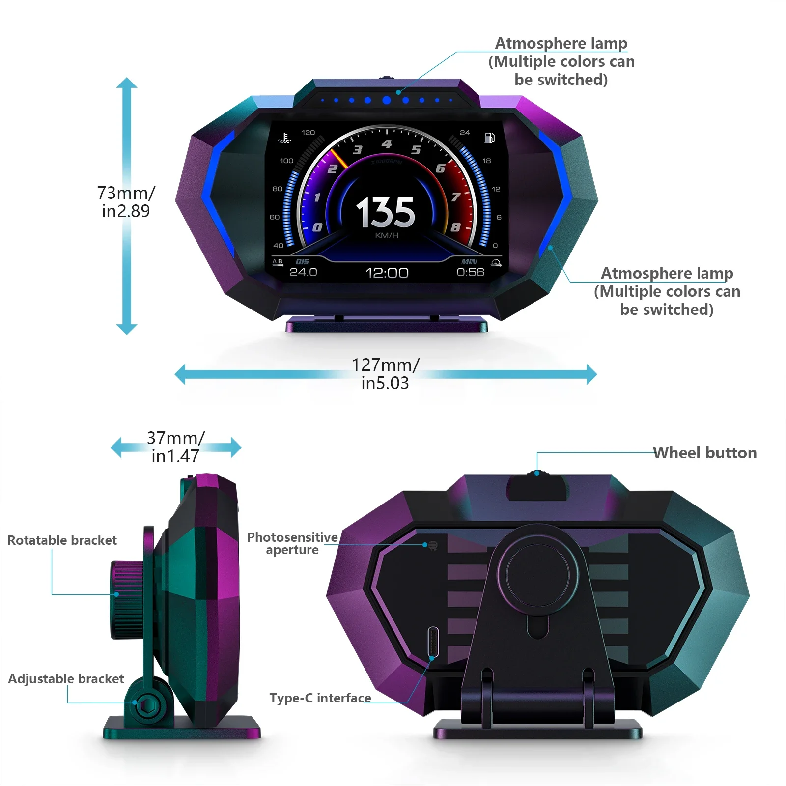 HUD  OBD  ÷ º ǻ  ӵ,   Һ  跮, P24 OBD + GPS