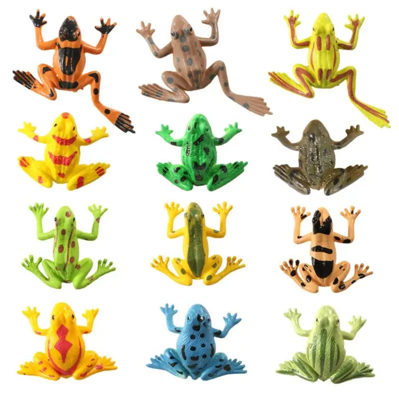 

Realistic Frog 12 Pieces Frog Toy Figure For Toddler Plastics Frog Action Figures With Clear Textures Vivid Shape For Color