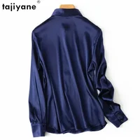 Tajiyane Women's 93% Mulberry Silk 7% Spandex 19 momme satin Silk Buttons long sleeve shirt Top Blouse office work chemise femme - Image 3