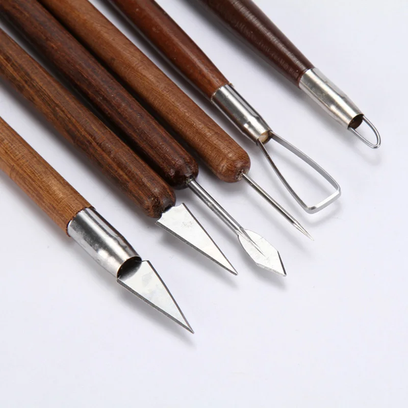 6pcs/Set Wood Clay Sculpting Kit Sculpt Smoothing Wax Carving Pottery Ceramic Tools Polymer Shapers Modeling Carved Tool