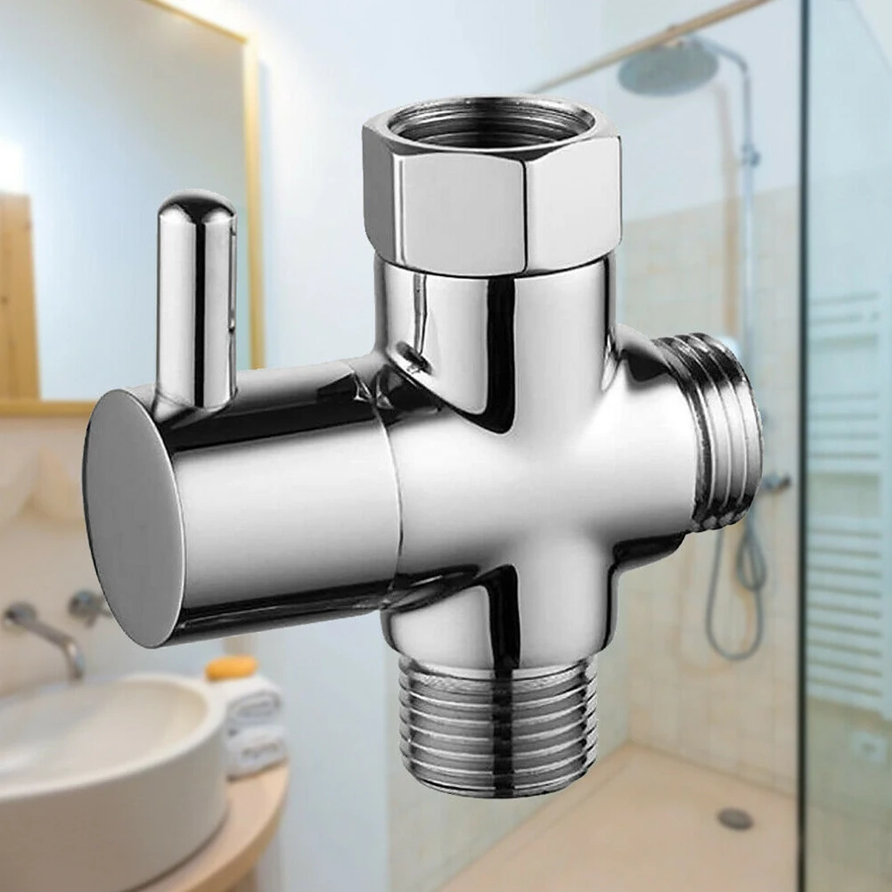 1PCS Bathroom Diverter Valve G1/2in 3 Way Brass Diverter Valve T-adapter Converter Chrome For Shower Head Accessories