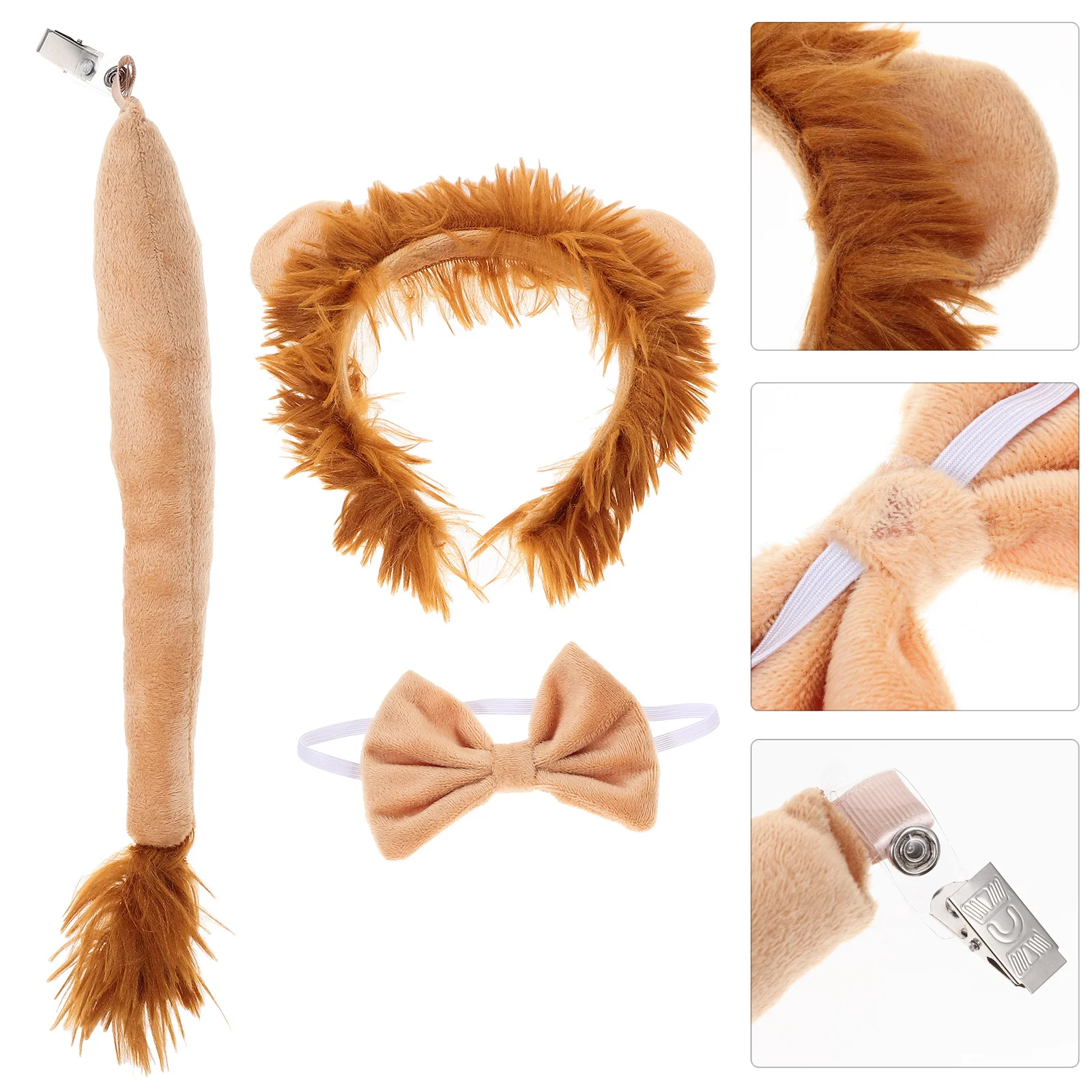 

Lion Ears Headband Lion Cosplay Bowtie and Tail Halloween Party Costume Props