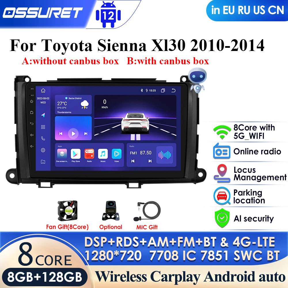 4glte Carplay Ai 2 Din Android Auto Autoradio For Toyota Sienna 3 Xl30