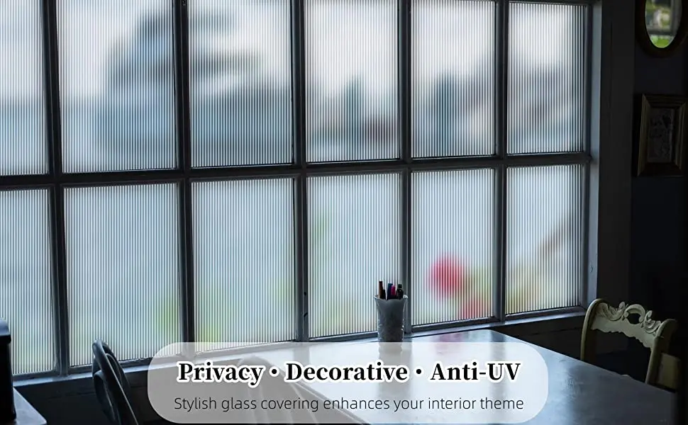 Description Picture 4 of itemReeded Glass Film Window Privacy Film 3D Glass Decals Film Decorative Film for Window Door Cabinet Non Adhesive Anti